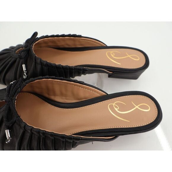 Sam Edelman Julia Pump Mule Size 7M Black Leather Ruched Pointed Flat - Picture 6 of 11